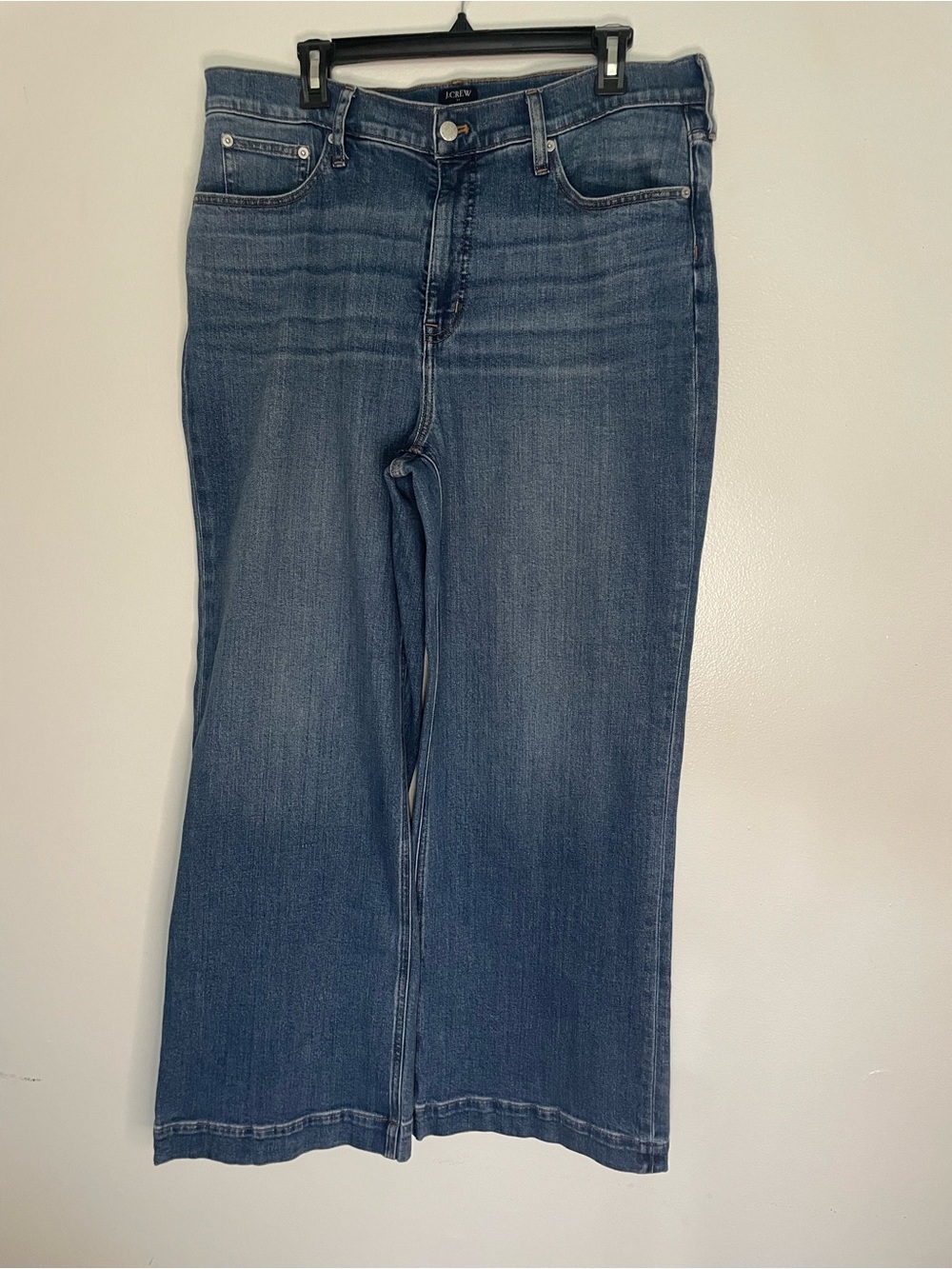 J. Crew Classic Wide leg Jeans in Indigo Denim with Copper Stitching SZ 32